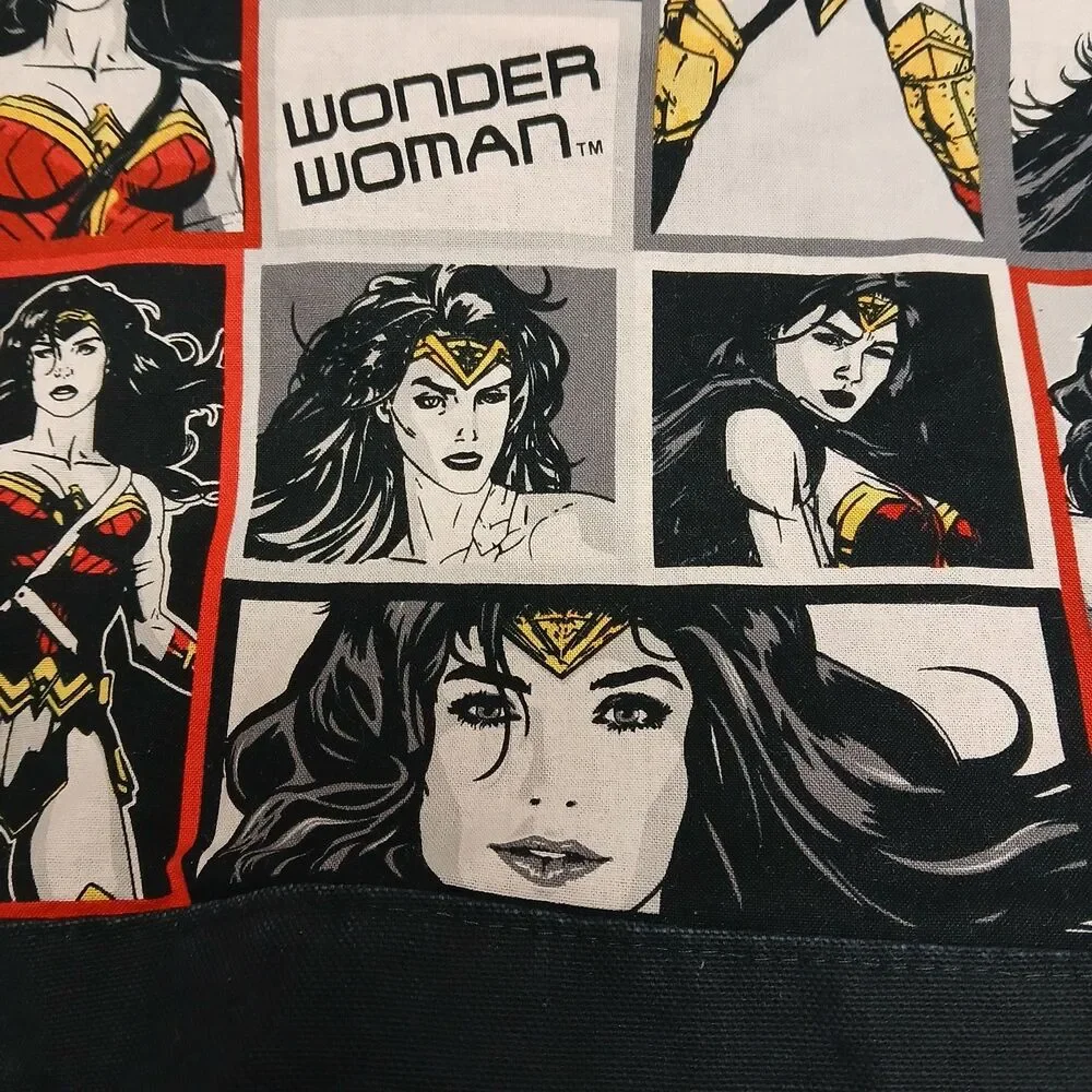 Wonder Woman Black Red Cream Handmade Double Handle Reversible Handbag